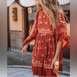 Amazon-size small (S) 4/6- Summer Half Sleeve Loose Bohemian Floral Tunic